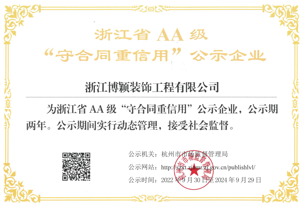 守合同重信用企业证书